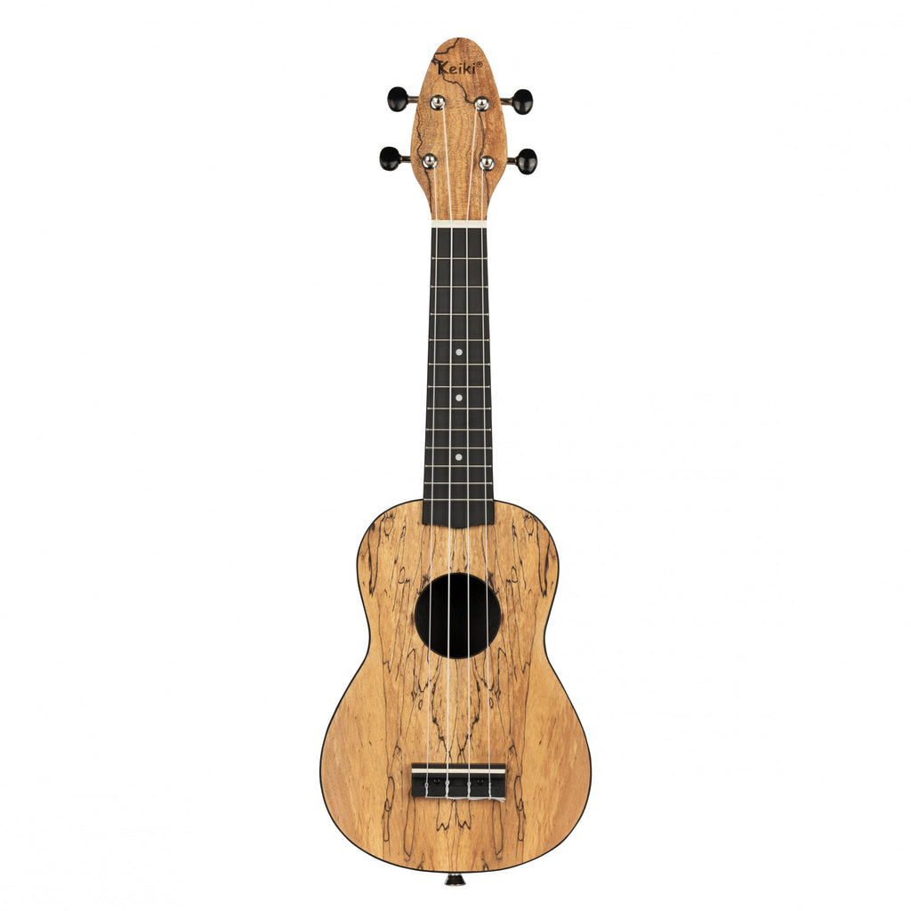 Ortega KEIKI K3 Series Ukulele Pack, Spalted Maple w/Bag, Tuner, Picks, & Strap