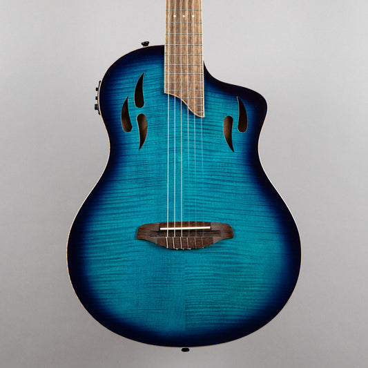 Ortega TourPlayer Deluxe Nylon String Guitar, Flamed Maple Blue Top