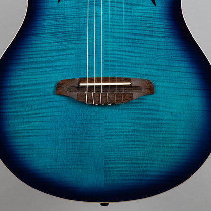 Ortega TourPlayer Deluxe Nylon String Guitar, Flamed Maple Blue Top