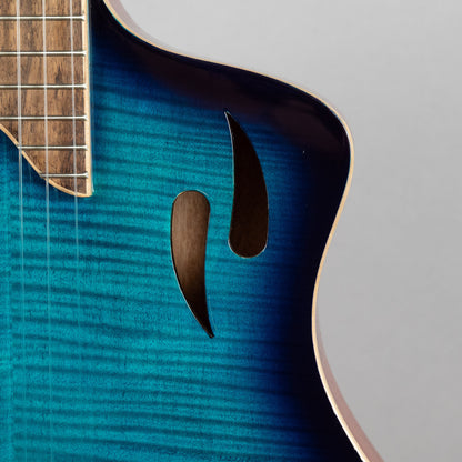 Ortega TourPlayer Deluxe Nylon String Guitar, Flamed Maple Blue Top