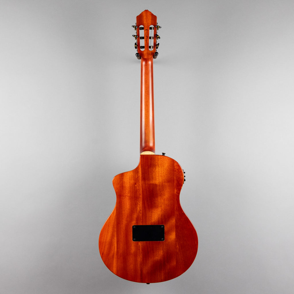 Ortega TourPlayer Deluxe Nylon String Guitar, Flamed Maple Blue Top