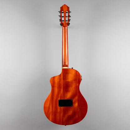 Ortega TourPlayer Deluxe Nylon String Guitar, Flamed Maple Blue Top