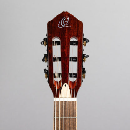 Ortega TourPlayer Deluxe Nylon String Guitar, Flamed Maple Blue Top