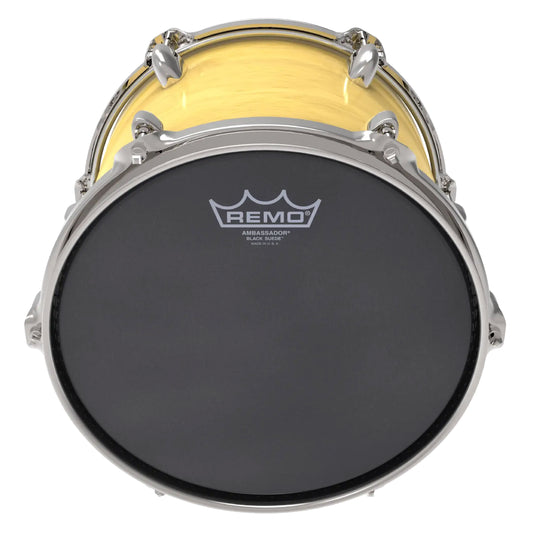 Remo Ambassador Black Suede Tom Drumhead