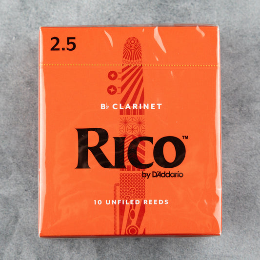 Rico by D'Addario Bb Clarinet Reeds, Strength 2.5 (Box of 10)