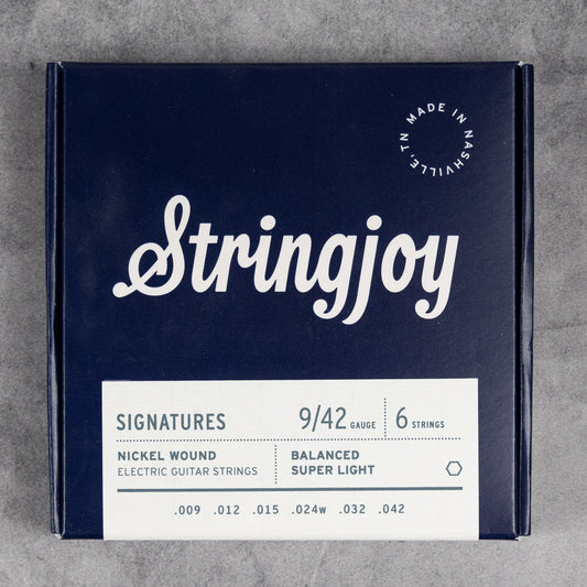 Stringjoy Signatures Balanced Super Light Gauge (9-42), Nickel Wound Electric Guitar Strings