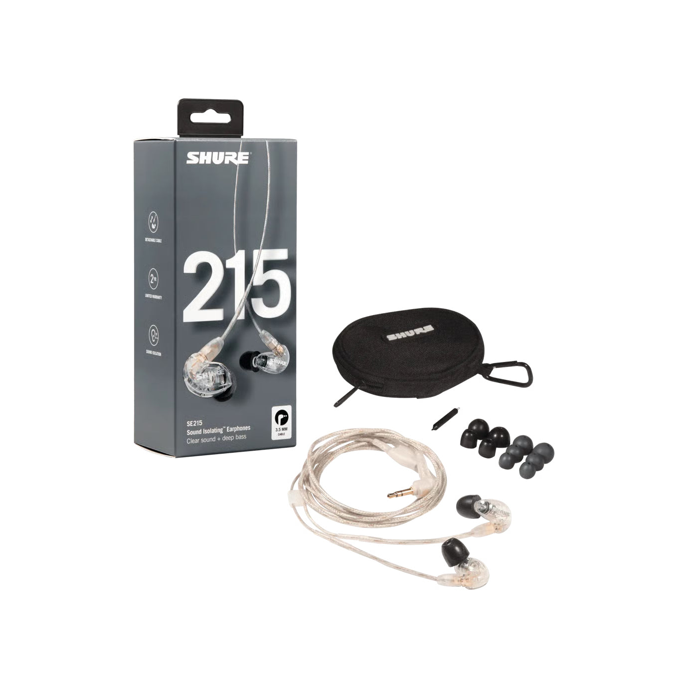 Shure SE215 Sound Isolating Earphones, Clear
