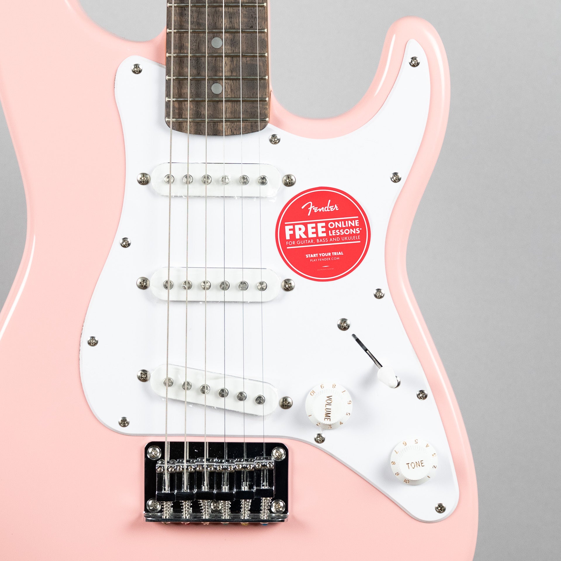 Squier Mini Stratocaster, Laurel Fingerboard, Shell Pink