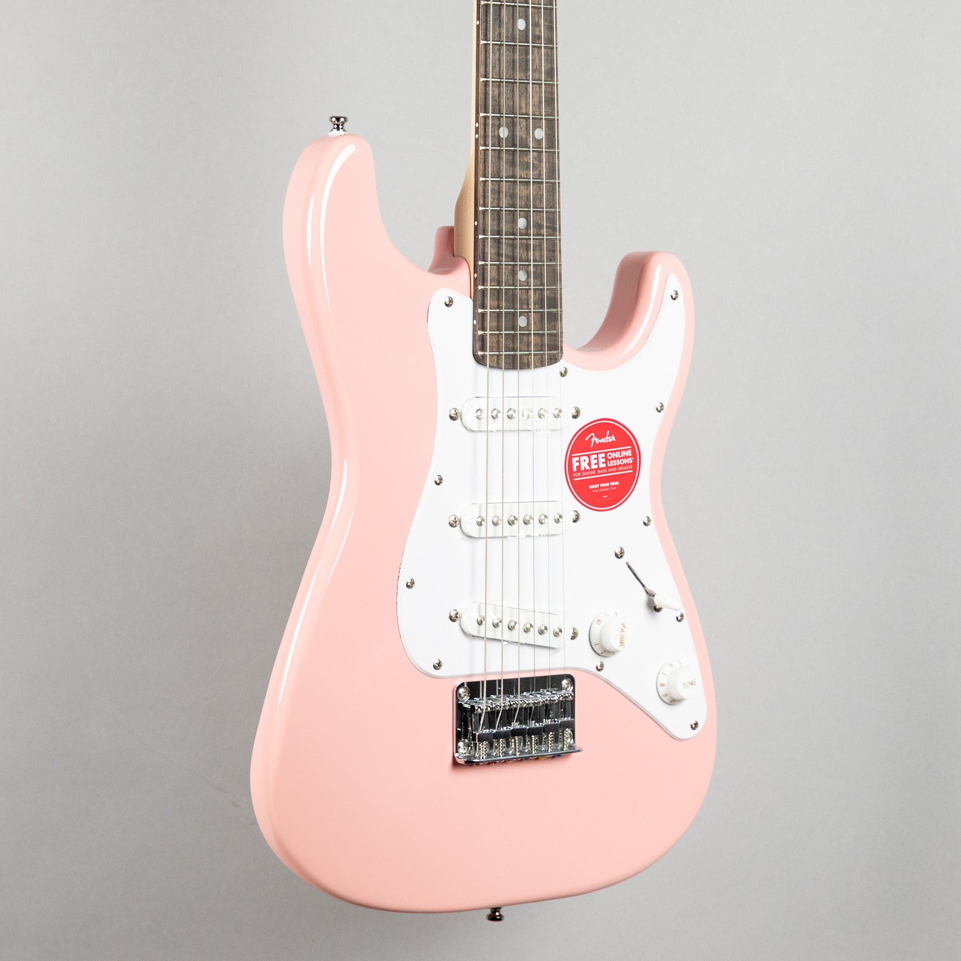 Squier Mini Stratocaster, Laurel Fingerboard, Shell Pink