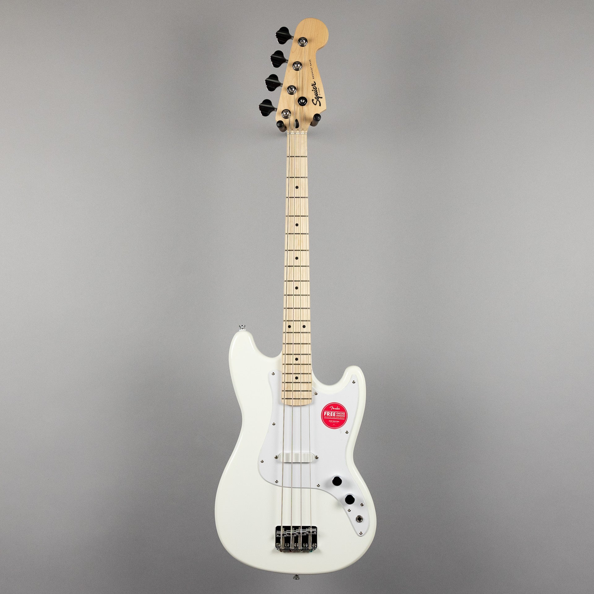 Squier Sonic Bronco Bass, Arctic White – Carlton Music Center