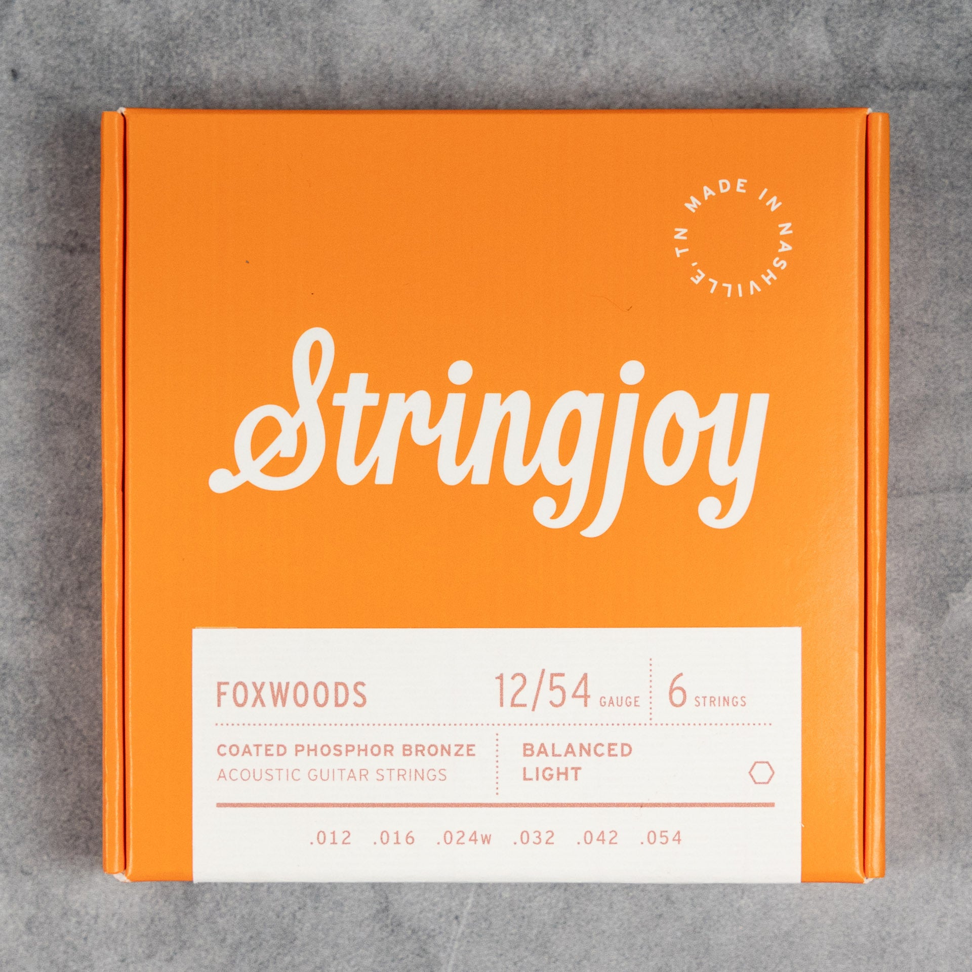 Stringjoy Foxwoods Acoustic Guitar 12-54 Light Gauge Coated Phosphor Bronze Strings