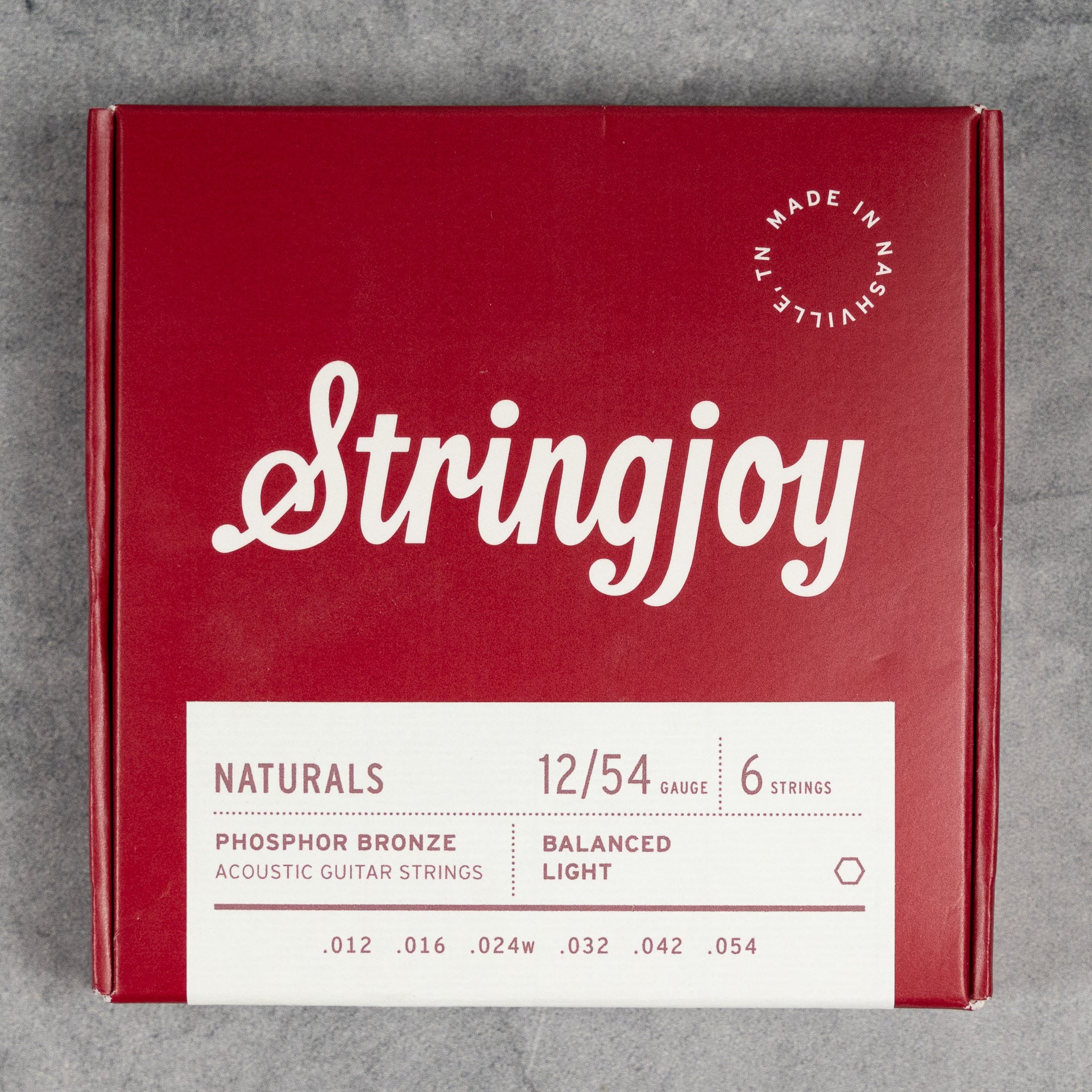 Stringjoy Naturals Acoustic Guitar 12-54 Light Gauge Phosphor Bronze Strings