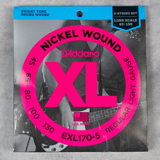 D'Addario EXL170-5 Nickel Wound 5-String Bass, Light, 45-130, Long Scale