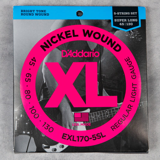 D'Addario EXL170-5SL Nickel Wound 5-String Bass, Light, Super Long Scale