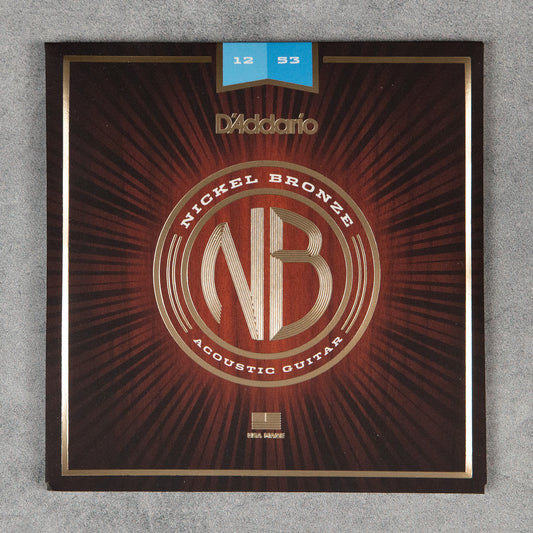 D'Addario NB1253 Nickel Bronze Acoustic Guitar Strings, Light, 12-53