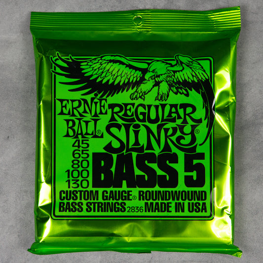 Ernie Ball Regular Slinky Nickel Wound Bass Strings, 5-String Set, 45-130