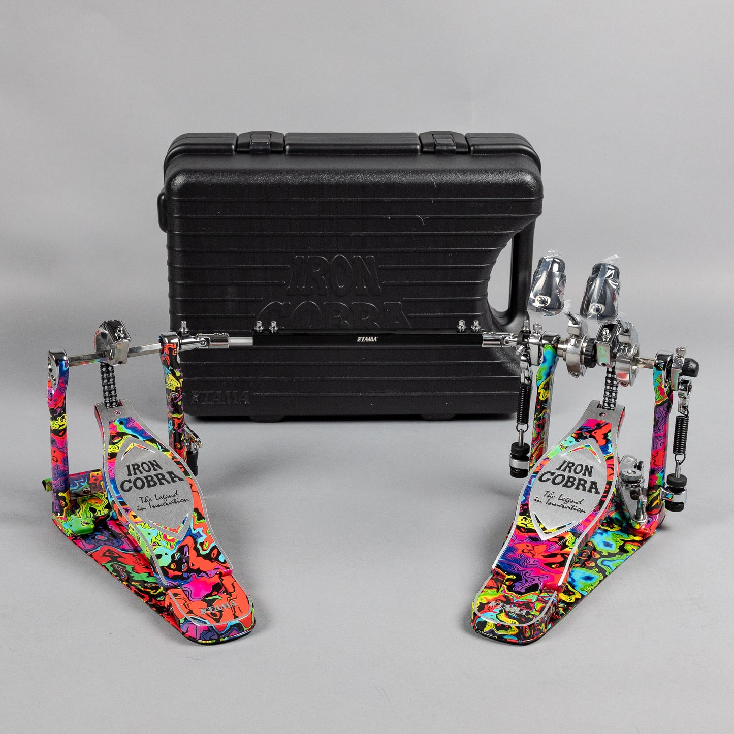 TAMA 50th Anniversary HP900PWMPR Power Glide Twin Pedal, Psychedelic Rainbow