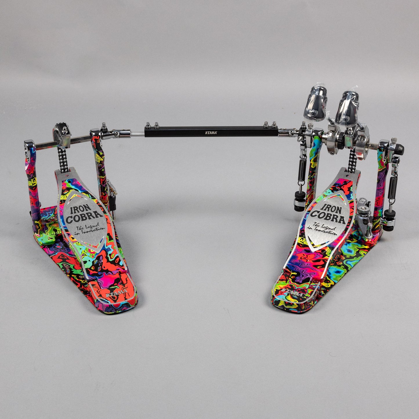 TAMA 50th Anniversary HP900PWMPR Power Glide Twin Pedal, Psychedelic Rainbow