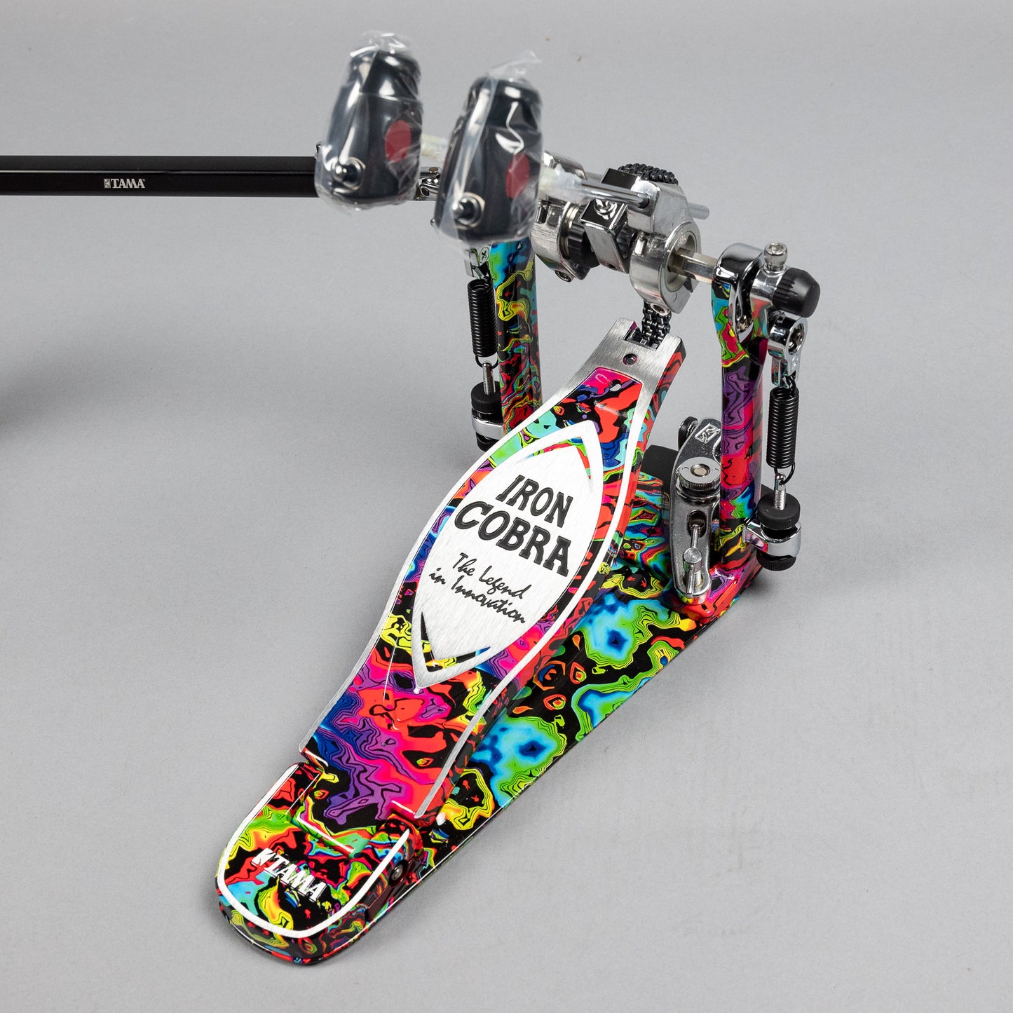 TAMA 50th Anniversary HP900PWMPR Power Glide Twin Pedal, Psychedelic Rainbow
