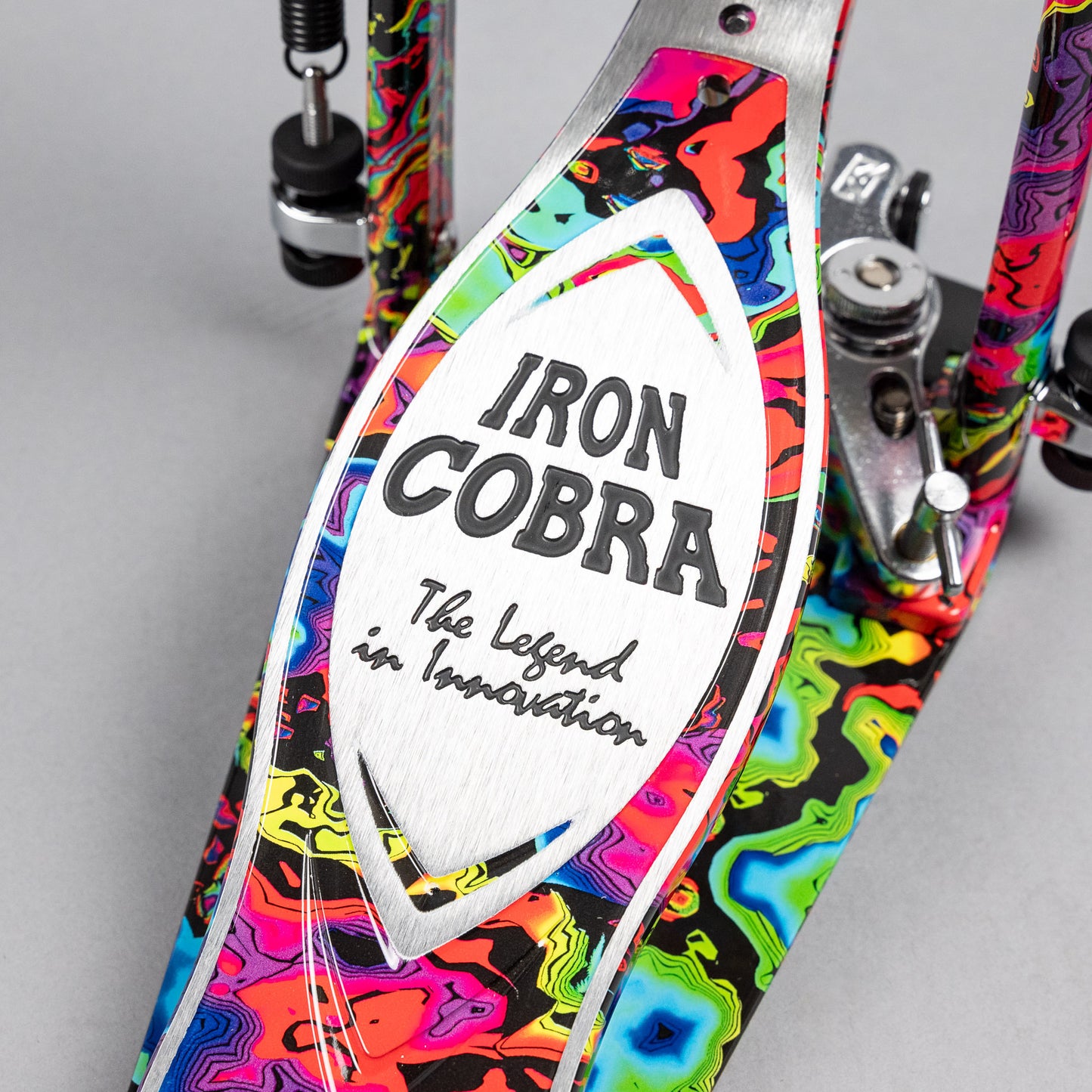 TAMA 50th Anniversary HP900PWMPR Power Glide Twin Pedal, Psychedelic Rainbow