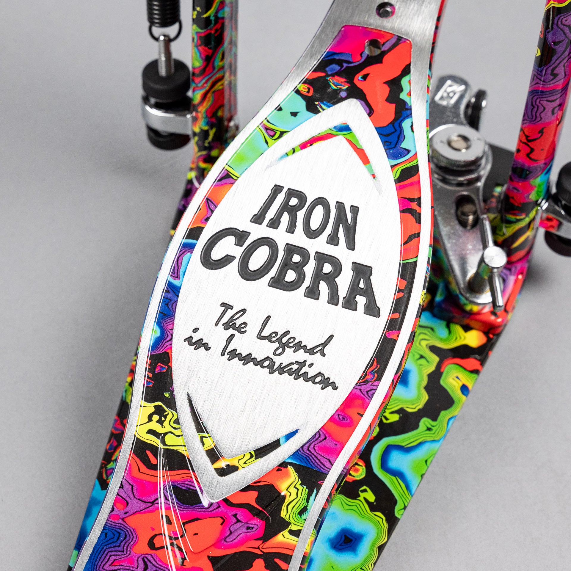 TAMA 50th Anniversary HP900PWMPR Power Glide Twin Pedal, Psychedelic Rainbow