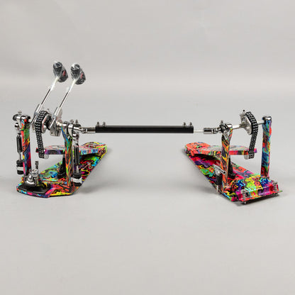 TAMA 50th Anniversary HP900PWMPR Power Glide Twin Pedal, Psychedelic Rainbow