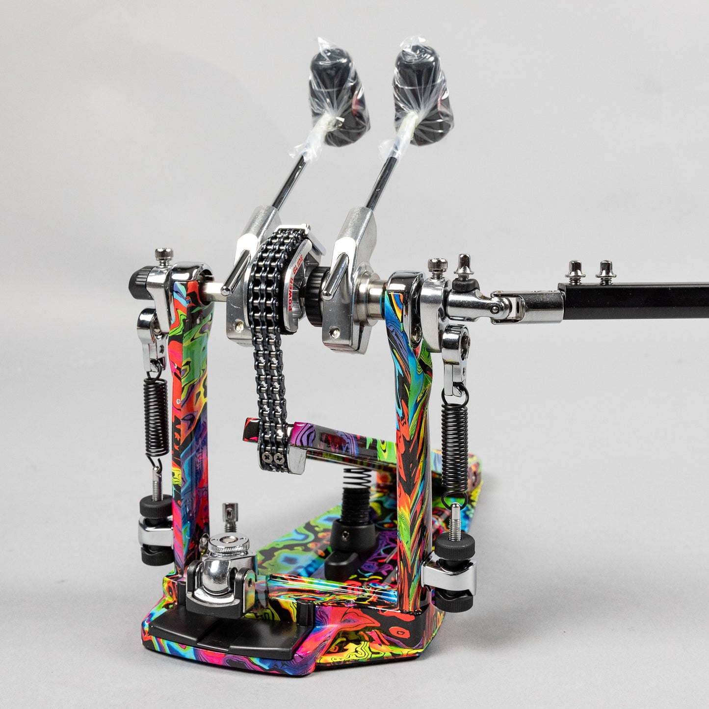 TAMA 50th Anniversary HP900PWMPR Power Glide Twin Pedal, Psychedelic Rainbow