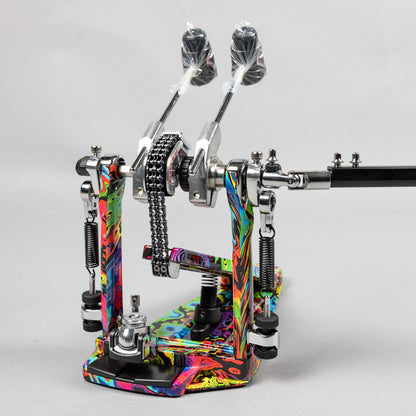TAMA 50th Anniversary HP900PWMPR Power Glide Twin Pedal, Psychedelic Rainbow