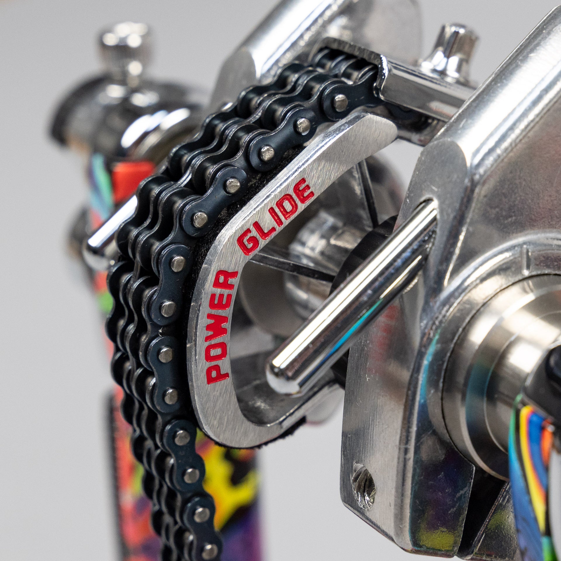 TAMA 50th Anniversary HP900PWMPR Power Glide Twin Pedal, Psychedelic Rainbow