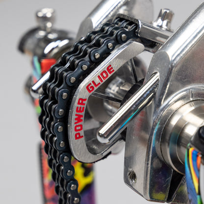 TAMA 50th Anniversary HP900PWMPR Power Glide Twin Pedal, Psychedelic Rainbow