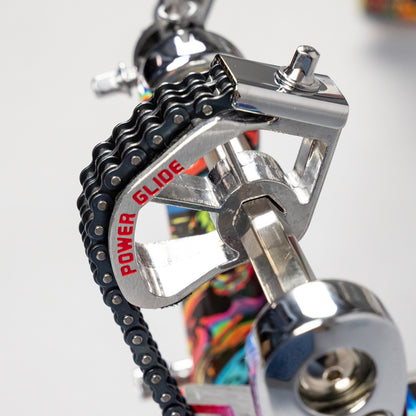 TAMA 50th Anniversary HP900PWMPR Power Glide Twin Pedal, Psychedelic Rainbow