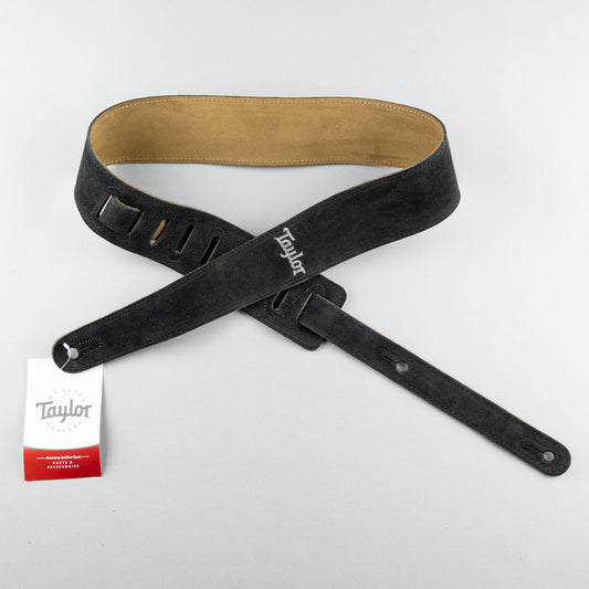 Taylor 2.5" Embroidered Suede Guitar Strap, Black