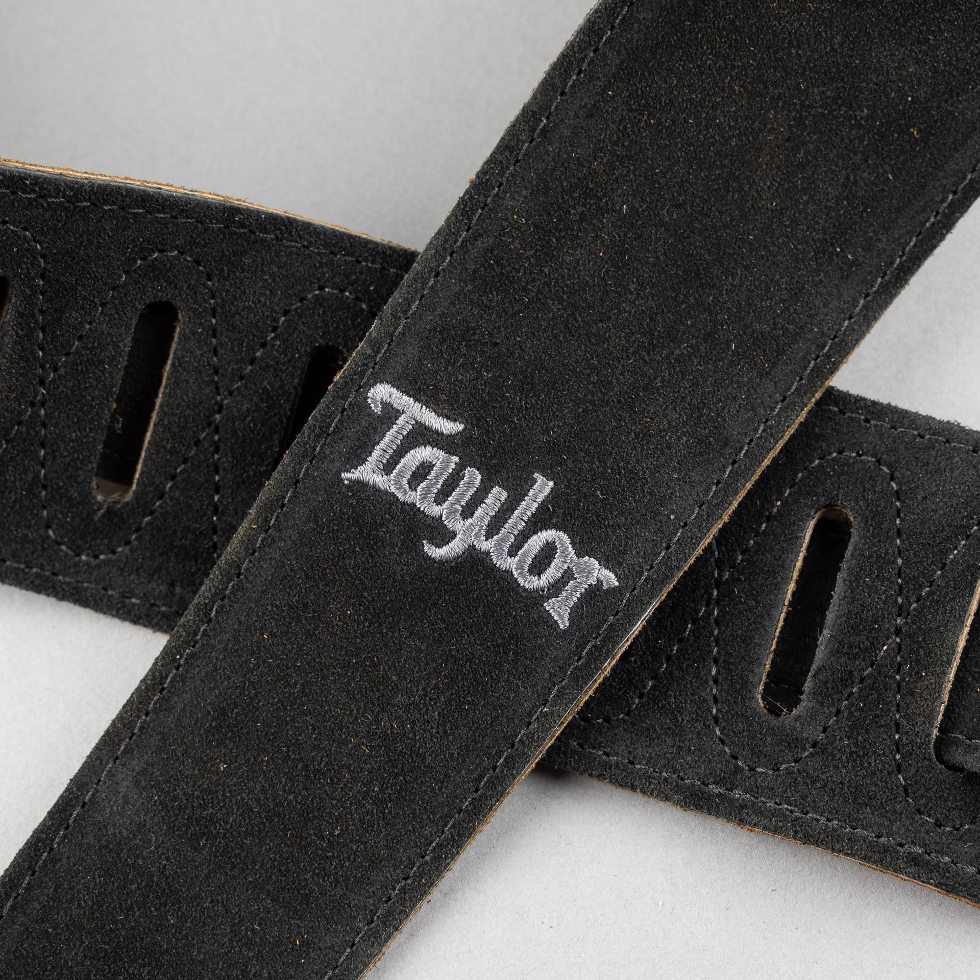 Taylor 2.5" Embroidered Suede Guitar Strap, Black