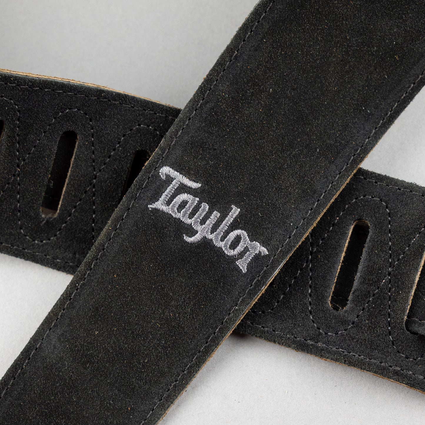 Taylor 2.5" Embroidered Suede Guitar Strap, Black