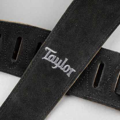 Taylor 2.5" Embroidered Suede Guitar Strap, Black