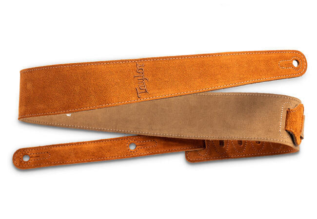 Taylor 2.5" Embroidered Suede Guitar Strap, Honey Gold