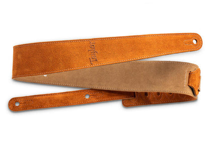 Taylor 2.5" Embroidered Suede Guitar Strap, Honey Gold