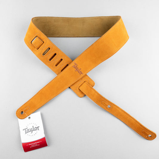 Taylor 2.5" Embroidered Suede Guitar Strap, Honey Gold
