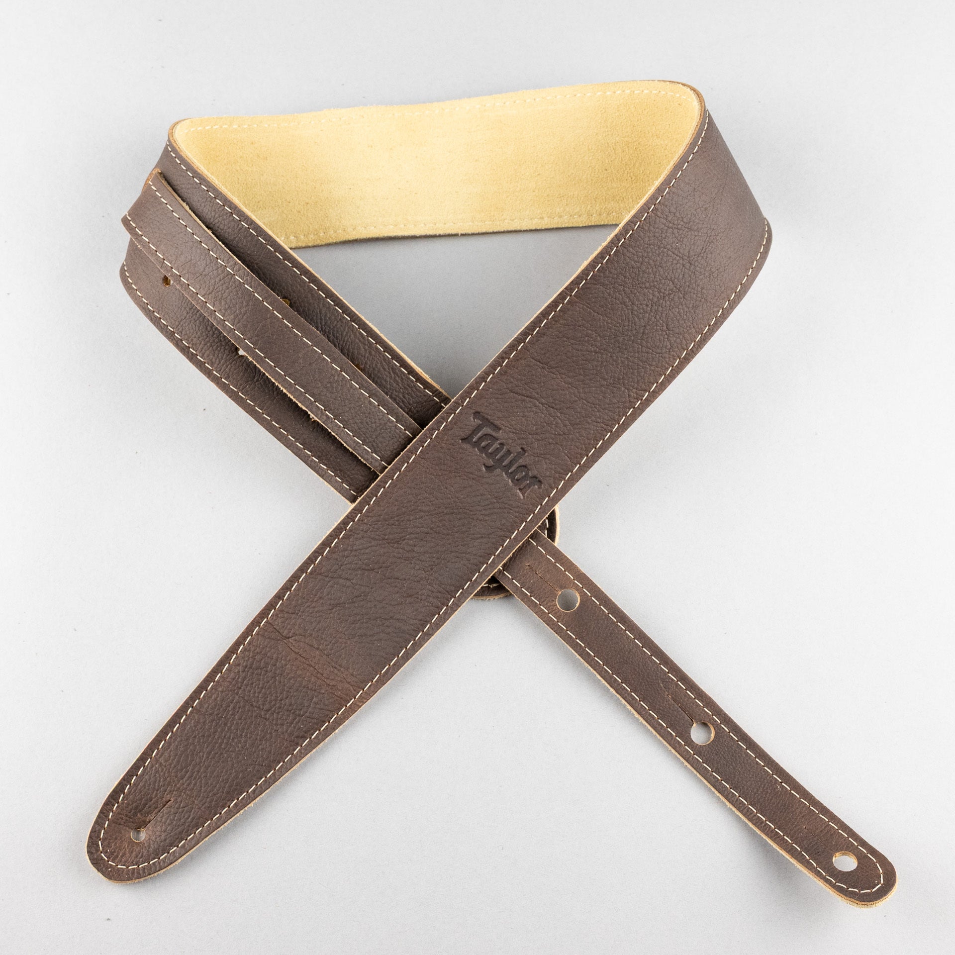 Taylor 2.5" Leather Guitar Strap, Suede Back, Chocolate Brown