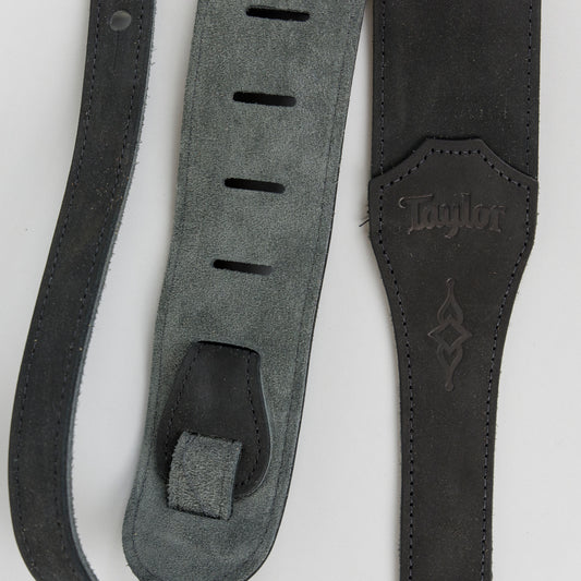 Taylor 300 Series Gemstone Black Sanded Suede Guitar Strap, 2.5"