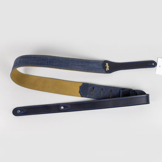Taylor Blue Denim 2" Guitar Strap, Gold Logo