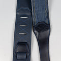 Taylor Blue Denim Strap, Navy Leather Edges, 2.5" Embossed Logo