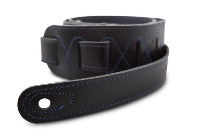 Taylor Blue Denim Strap, Navy Leather Edges, 2.5" Embossed Logo