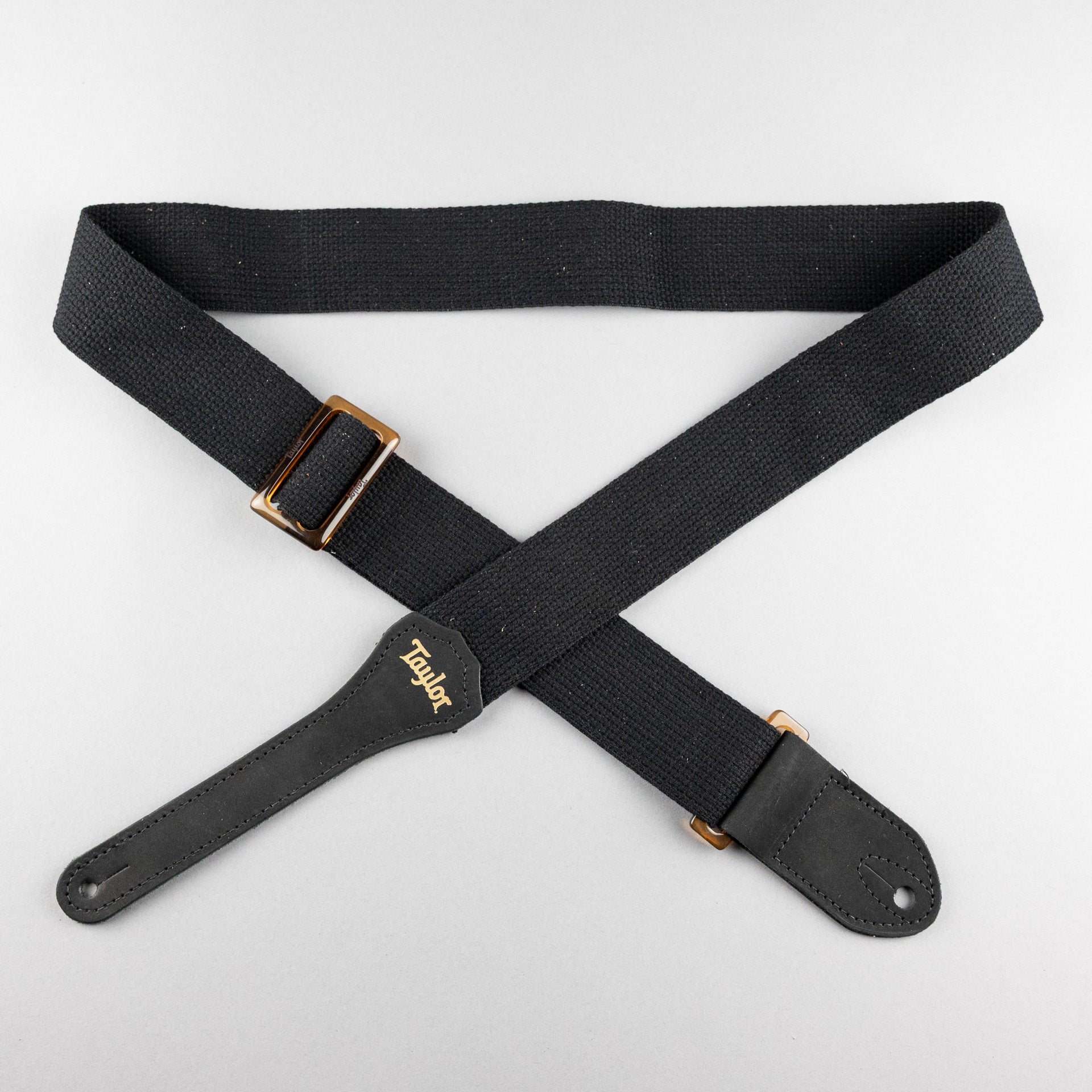 Taylor GS Mini Series Black Cotton Guitar Strap, 2", Amber Buckle