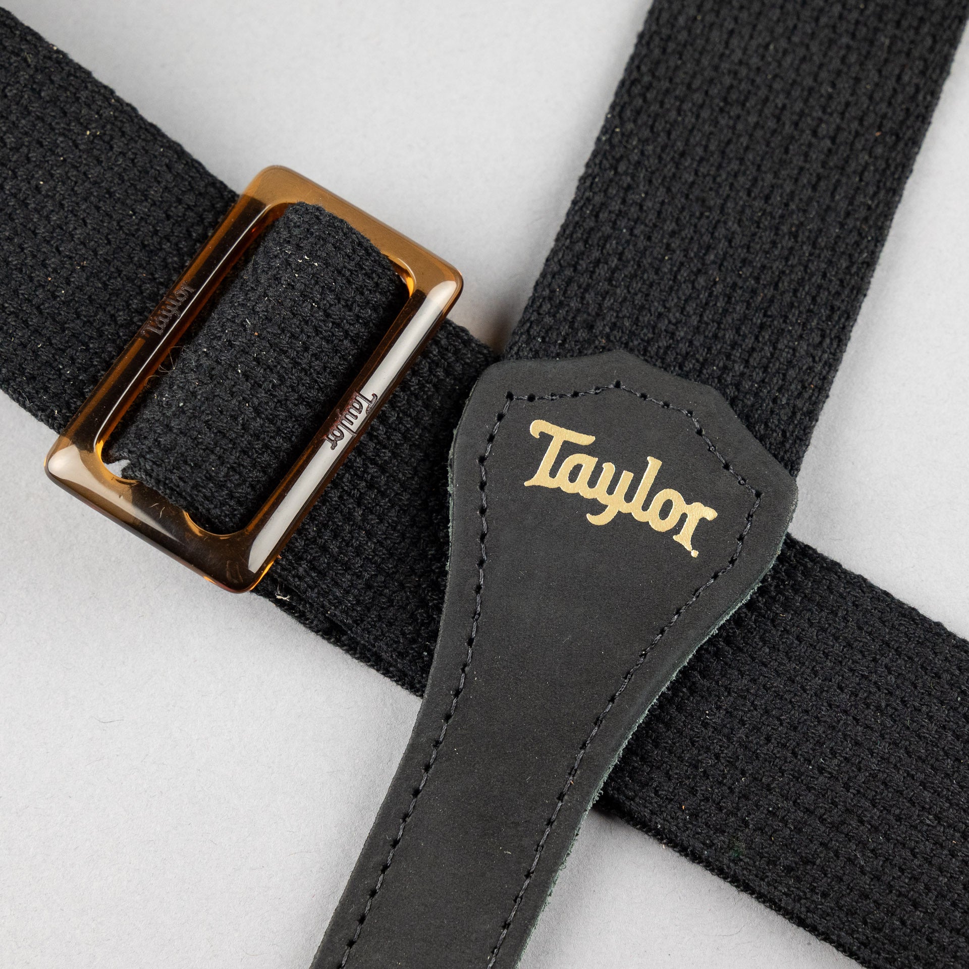 Taylor GS Mini Series Black Cotton Guitar Strap, 2", Amber Buckle
