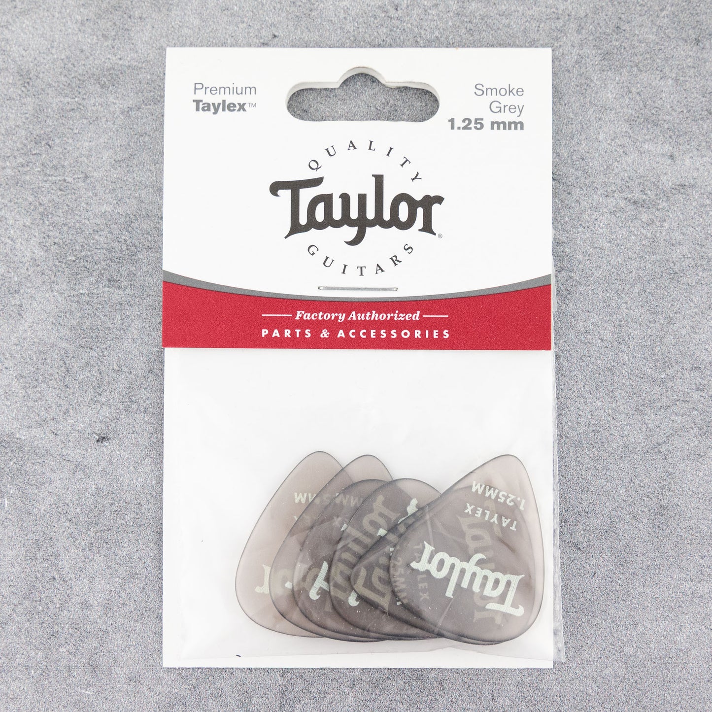 Taylor Premium 351 Taylex Picks, 1.25mm, Smoke Grey, 6-Pack
