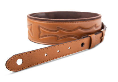 Taylor Vegan Leather Strap, Tan w/Stitching, 2.75", Embossed Logo