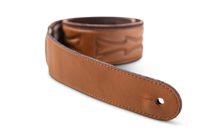 Taylor Vegan Leather Strap, Tan w/Stitching, 2.75", Embossed Logo