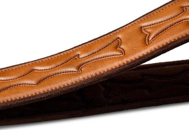 Taylor Vegan Leather Strap, Tan w/Stitching, 2.75", Embossed Logo