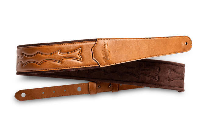 Taylor Vegan Leather Strap, Tan w/Stitching, 2.75", Embossed Logo